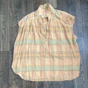 Anthropologie Plaid Blouse in Yellow and Green